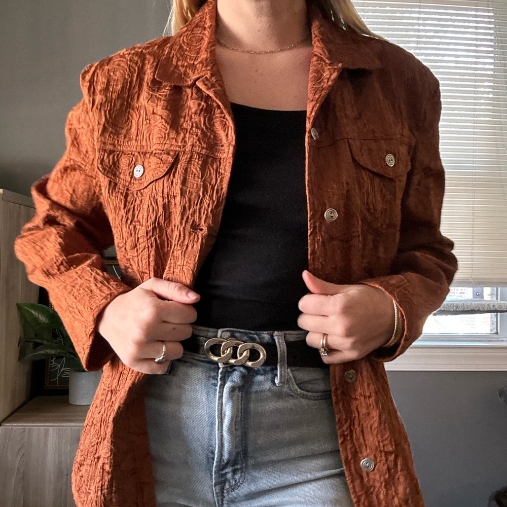 Chico's Vintage Textured Rust Jacket